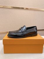 LV Black calfskin Leather Shoes-LV Man Business Leather Shoes